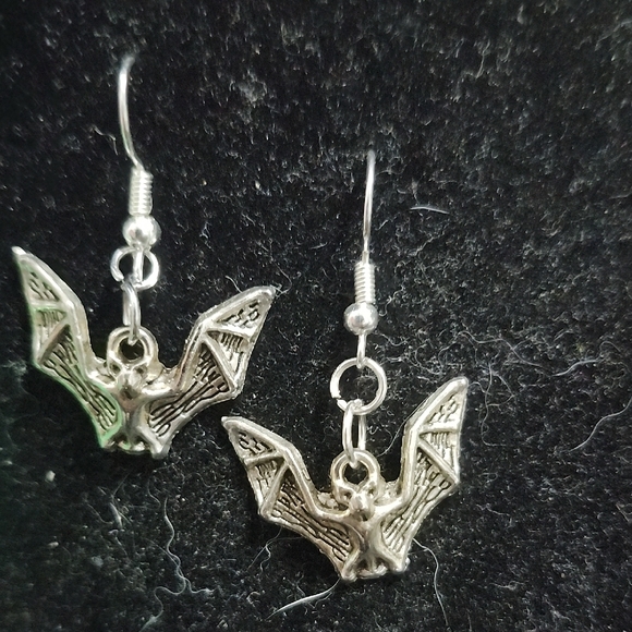 Silver Bat Earrings - Picture 4 of 5